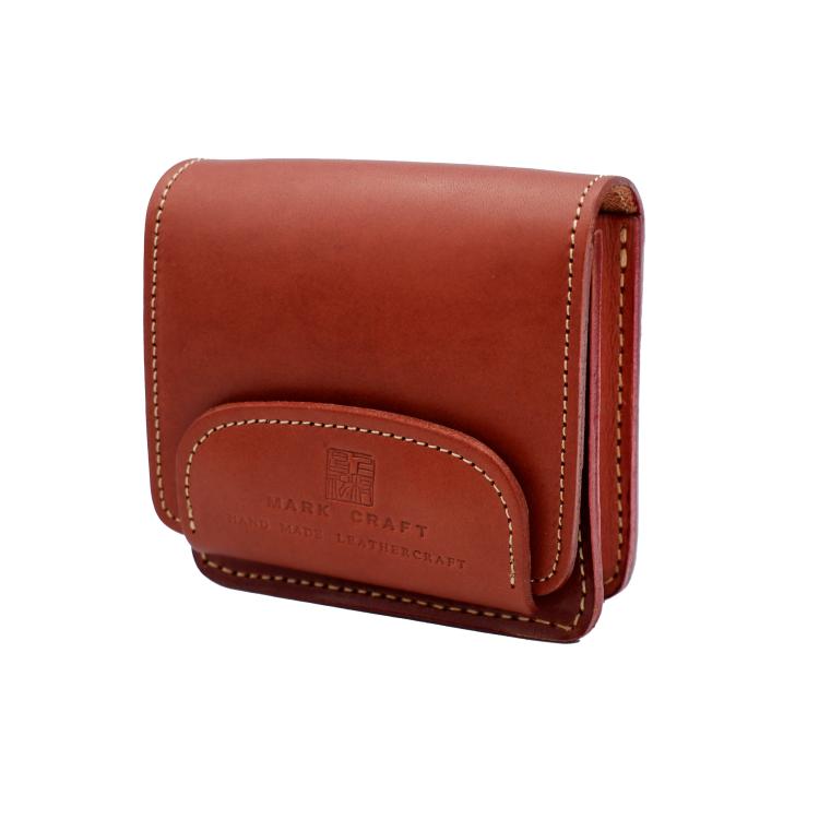 MARK CRAFT レザー ポーチ ハンドメイド Pouch01 本革 牛革 マーククラフト HAND MADE LEATHERCRAFT ウェストポーチ ウェストバッグ 札入れ コインケース ブラウン【C】