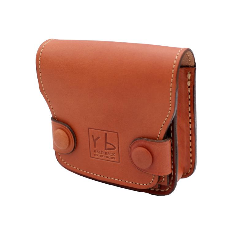 MARK CRAFT レザー ポーチ ハンドメイド 本革 牛革 マーククラフト Pouch03 HAND MADE LEATHERCRAFT ウェストポーチ ウェストバッグ 札入れ コインケース ライトブラウン【C】