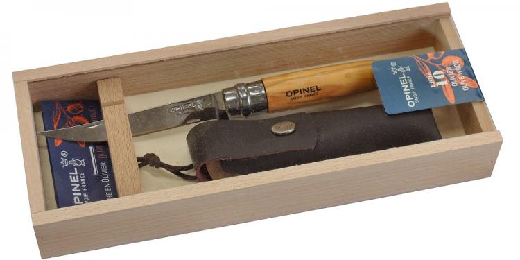 OPINEL (オピネル)　001090　スリムNO.10 オリーブ　合皮シース付　 ギフト木箱【C】